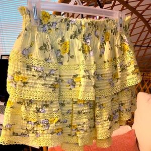 New with Tags Aerie Floral Skirt. Size: Medium  Color: Yellow with Blue Flowers
